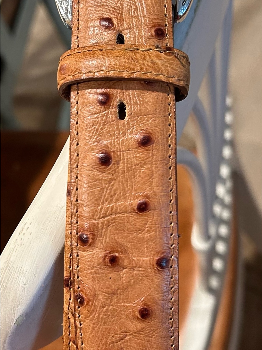 Tony Lama Brown Genuine Ostrich Leather Belt